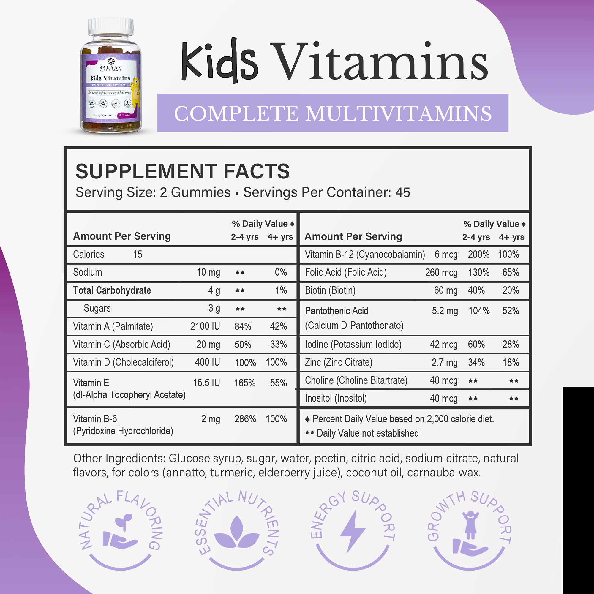 Salaam Nutritionals Kids Multivitamins Gummies on a table