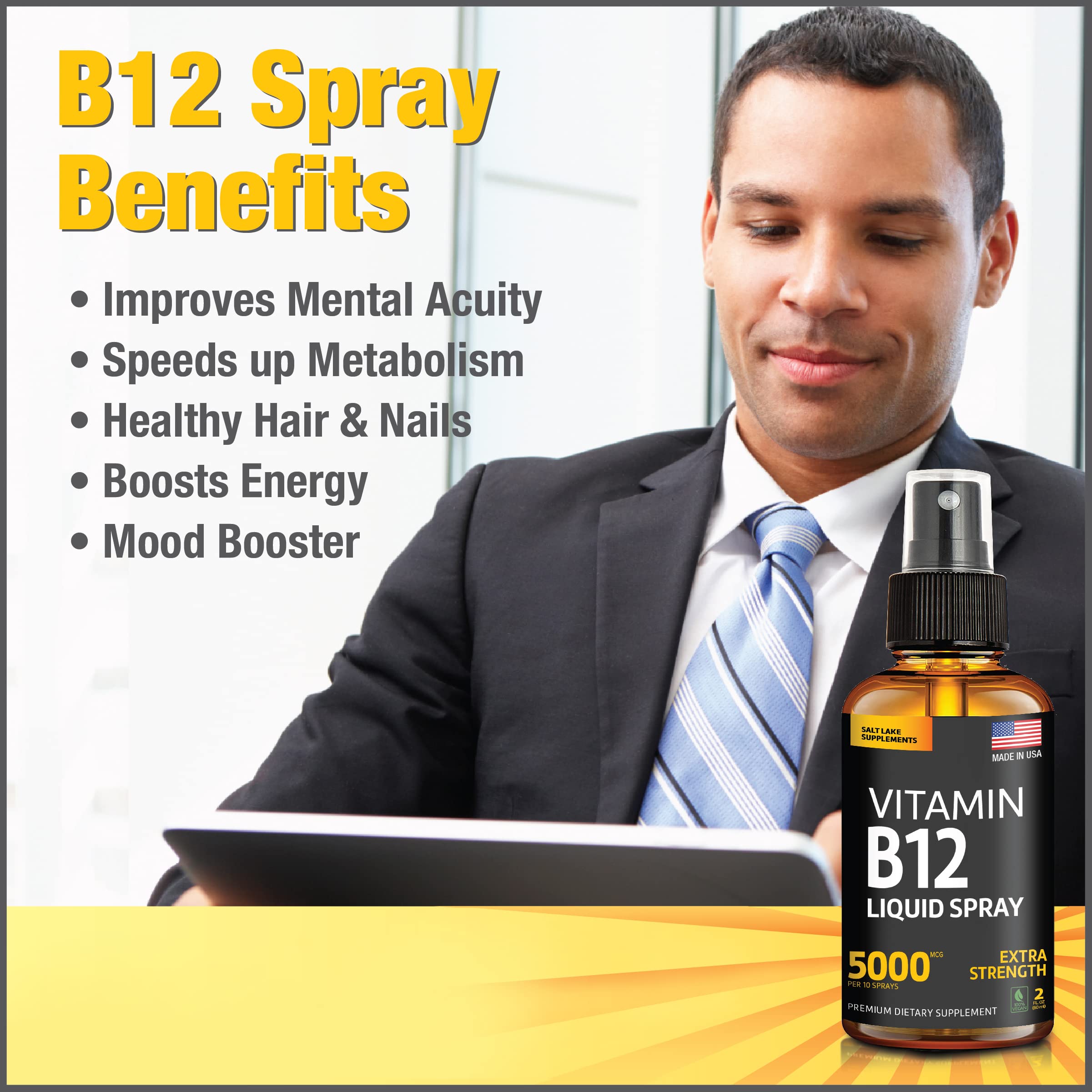 Salt Lake Supplements B12 Liquid Spray held in hand