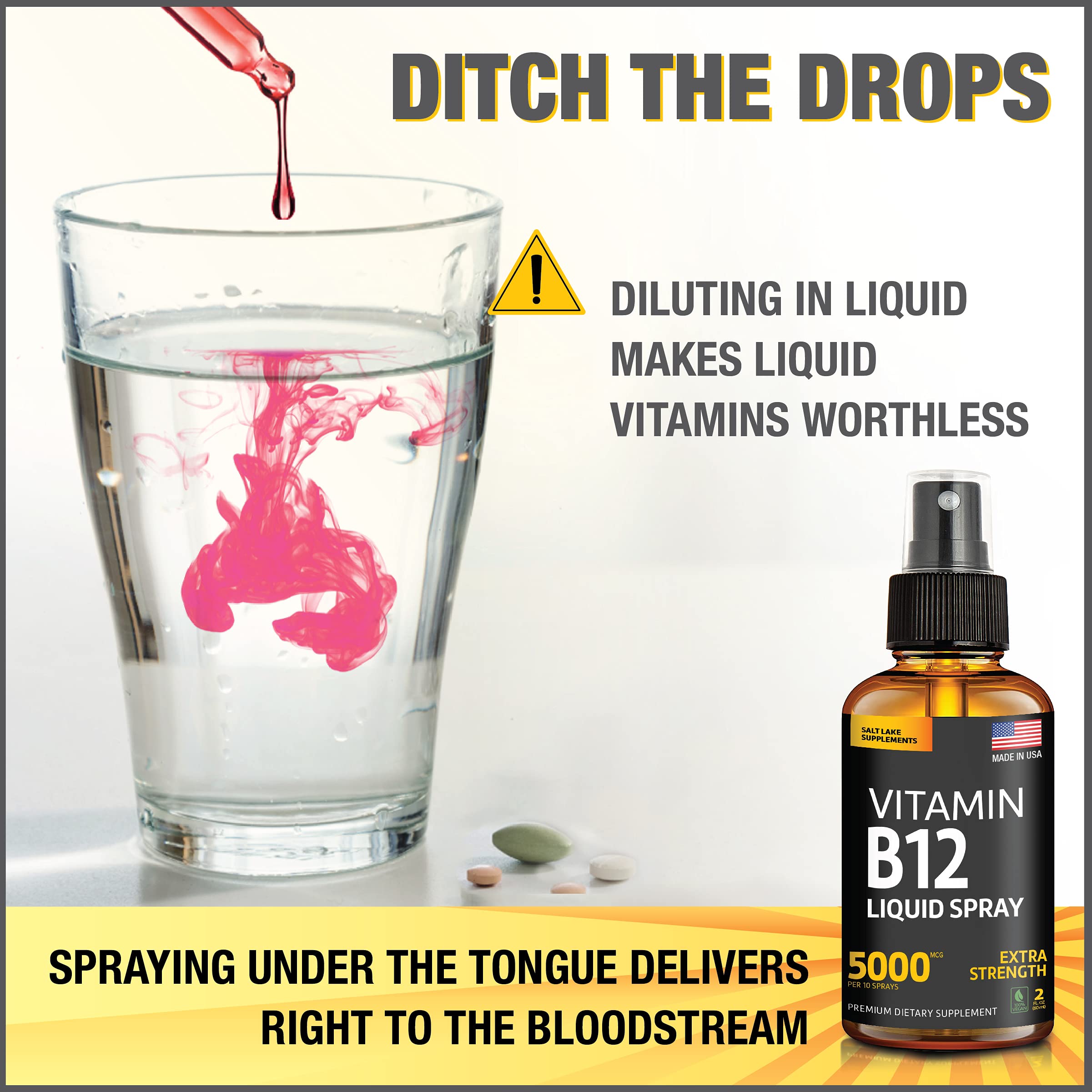 Salt Lake Supplements B12 Liquid Spray on a kitchen counter