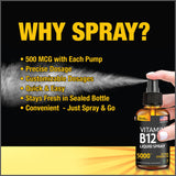 Salt Lake Supplements B12 Liquid Spray side view showing spray nozzle
