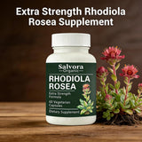 Salvora Organic Rhodiola Rosea Capsules 500mg bottle with label