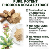 Salvora Organic Rhodiola Rosea Capsules 500mg capsules on a wooden surface