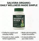 Salvora Organic Rhodiola Rosea Capsules 500mg with measuring spoon