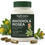 Salvora Organic Rhodiola Rosea Supplement bottle front view