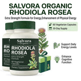 Salvora Organic Rhodiola Rosea Supplement capsules close-up