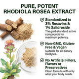 Salvora Organic Rhodiola Rosea Supplement ingredients list