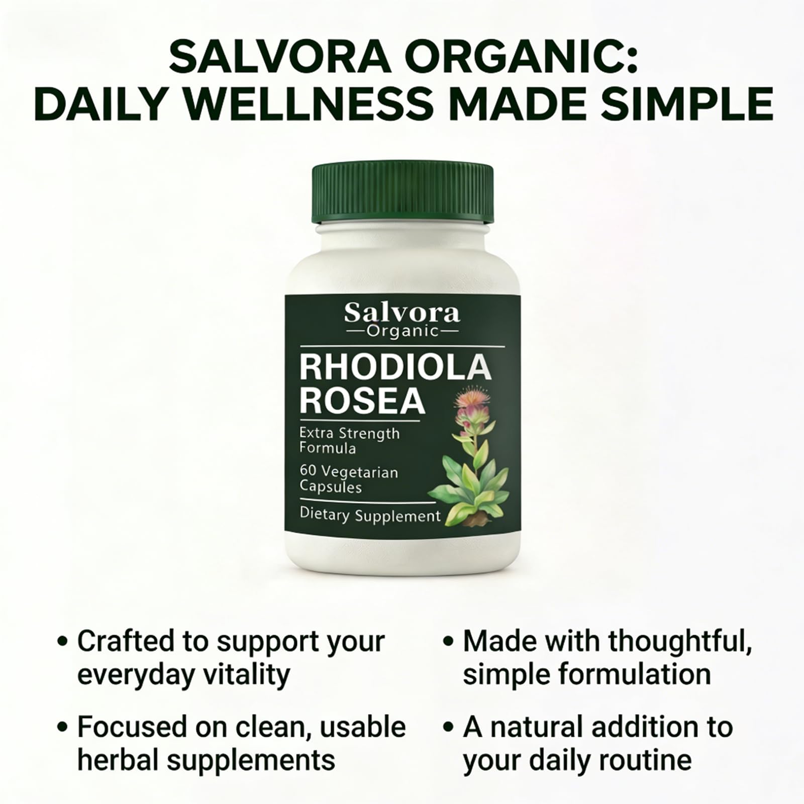 Salvora Organic Rhodiola Rosea Supplement lifestyle scene