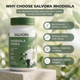Salvora Rhodiola Rosea Herbal Supplement bottle with label