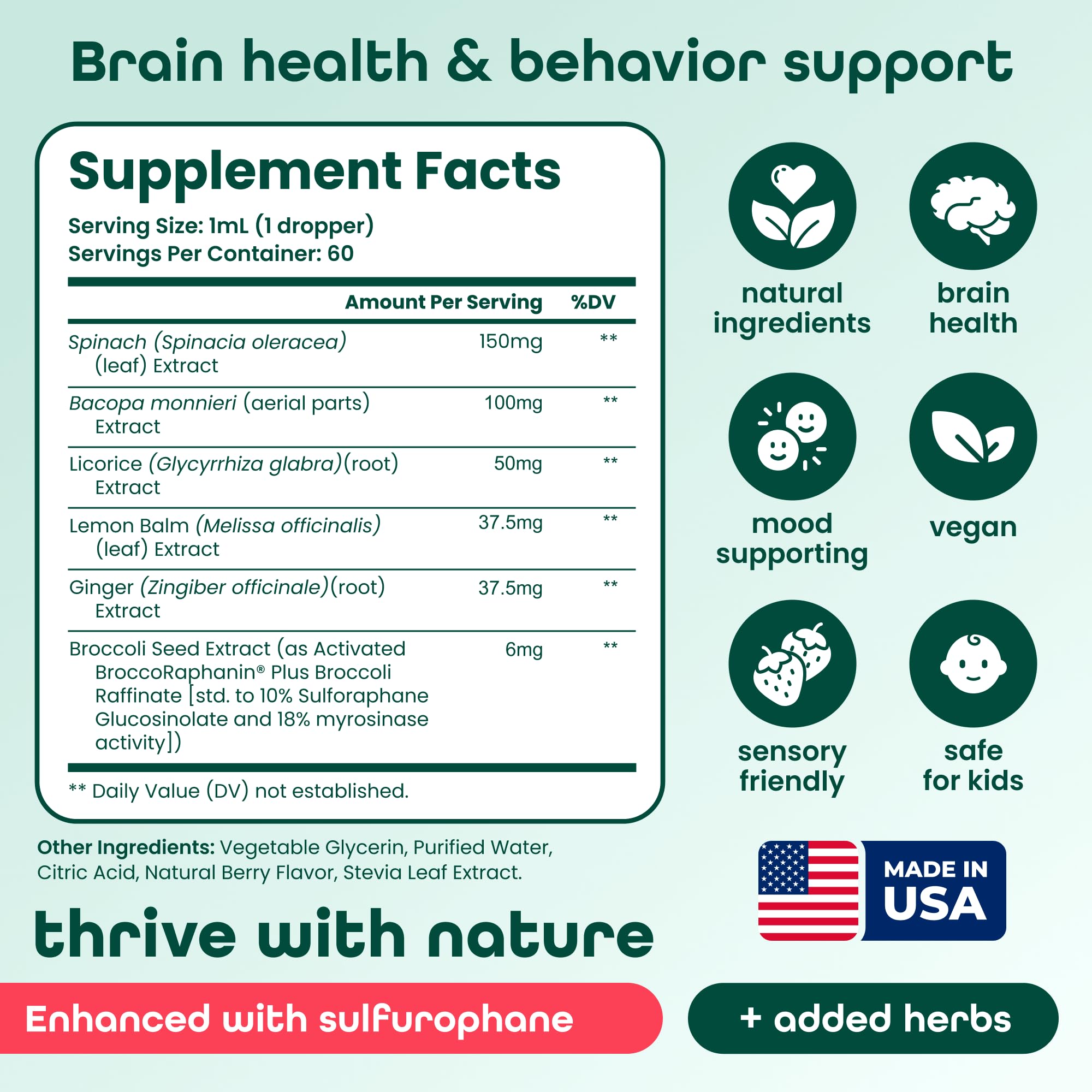 Samara 888 Bacopa Monnieri Liquid Supplement with fresh broccoli