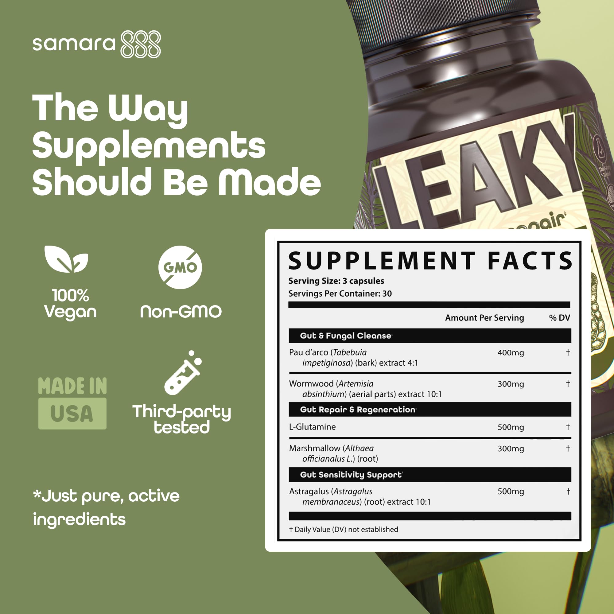 Samara 888 L-Glutamine Supplement ingredients list