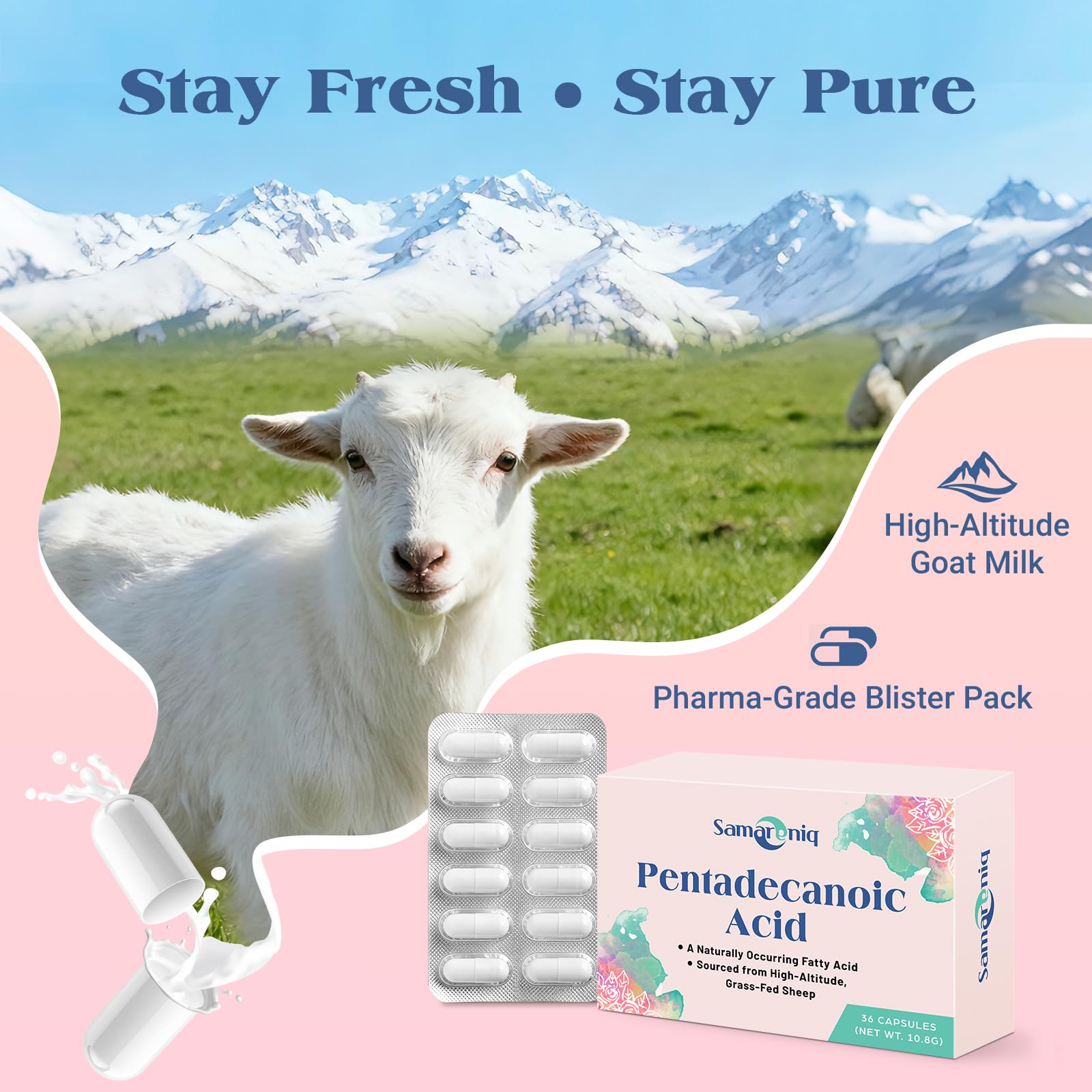 Samareniq C15:0 Omega-3 Supplement capsule with grass-fed sheep milk
