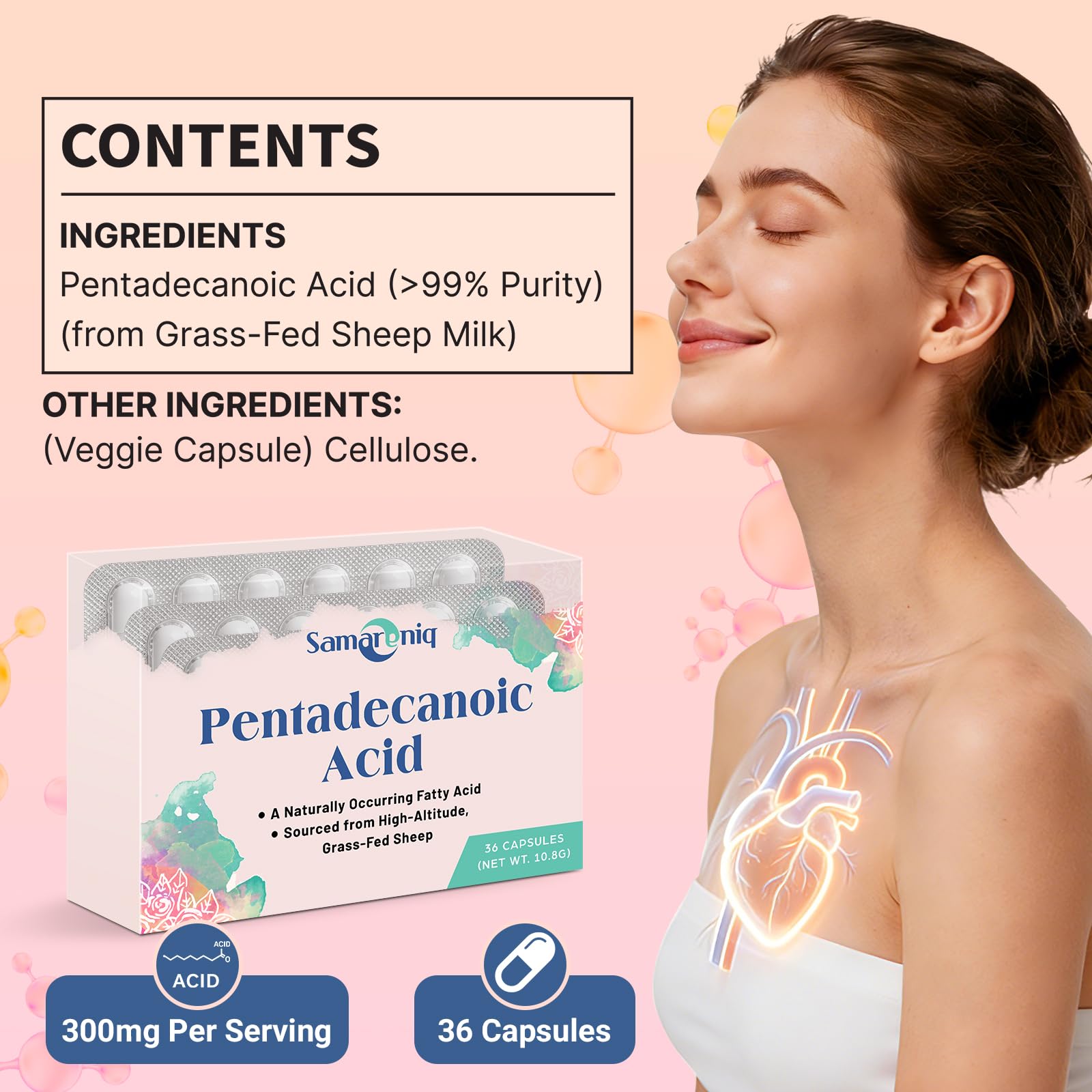 Samareniq Omega-3 C15:0 Supplement packaging dimensions
