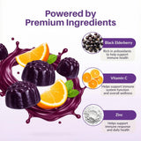 Sambucol Black Elderberry Gummies displayed on a wooden table