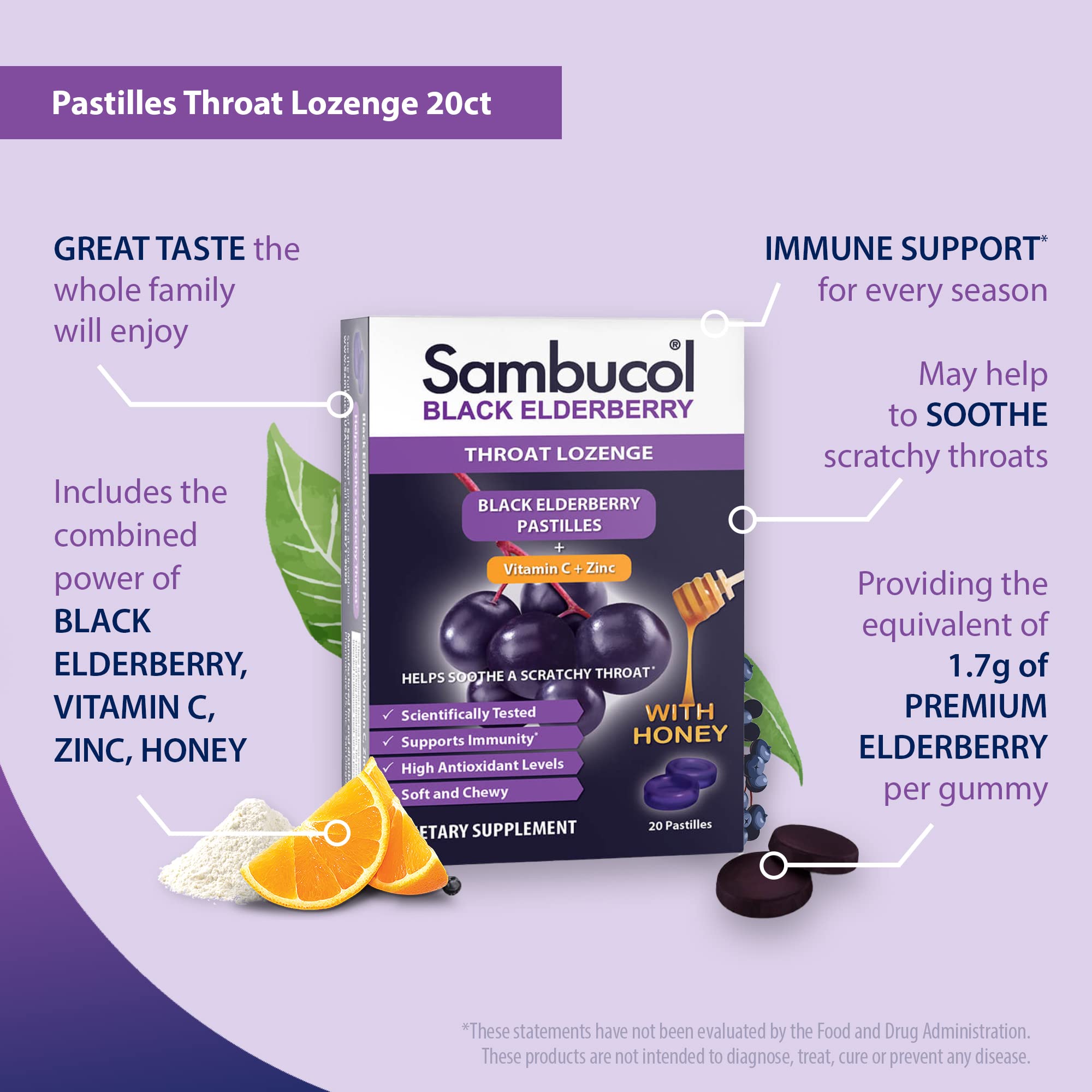 Sambucol Black Elderberry Pastilles in a bowl for serving