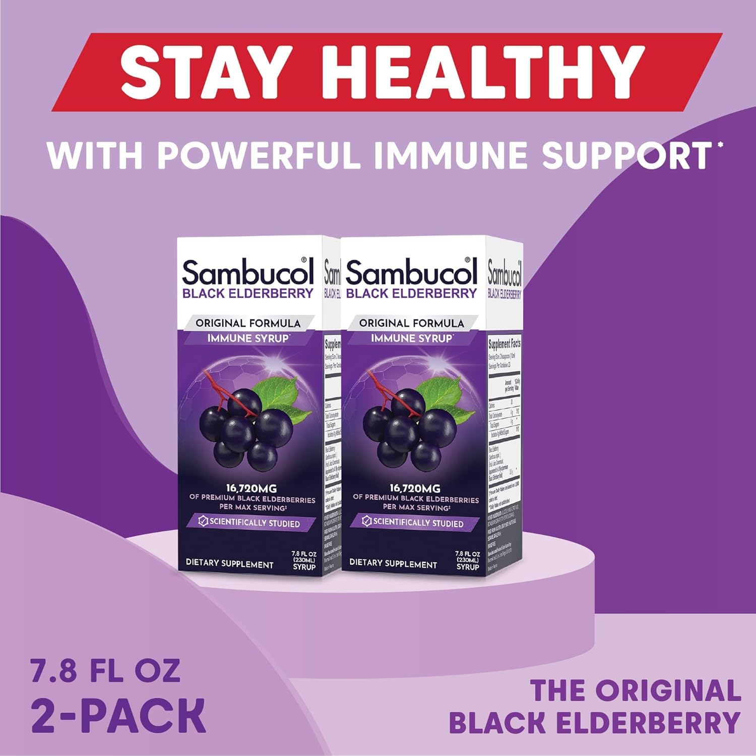 Sambucol Black Elderberry Syrup 721g packaging details