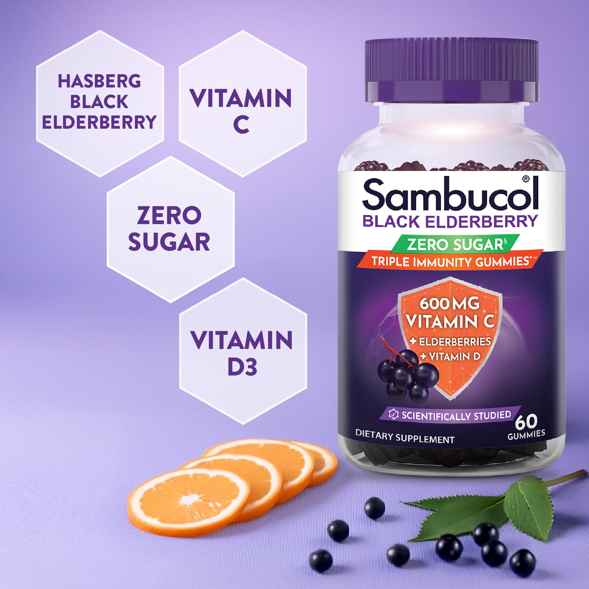 Sambucol Elderberry Gummies side view of the container