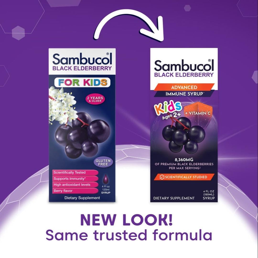 Sambucol Kids Black Elderberry Syrup 113g back view