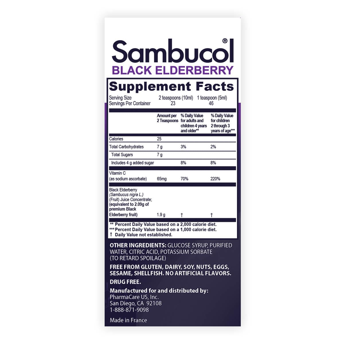 Sambucol Kids Black Elderberry Syrup 227g with fresh elderberries