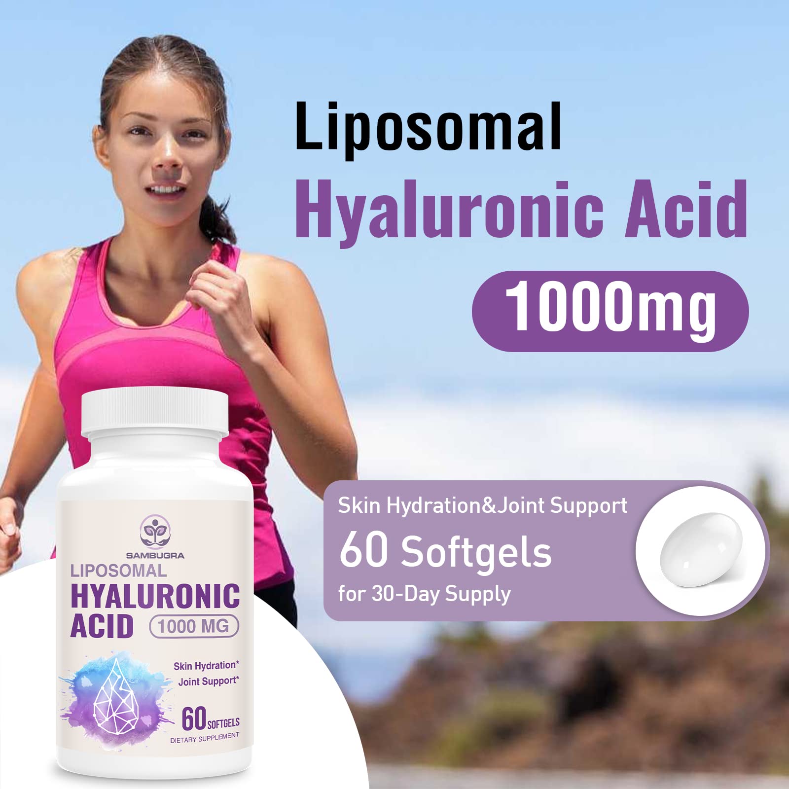 Sambugra Liposomal Hyaluronic Acid Capsules side view showing label