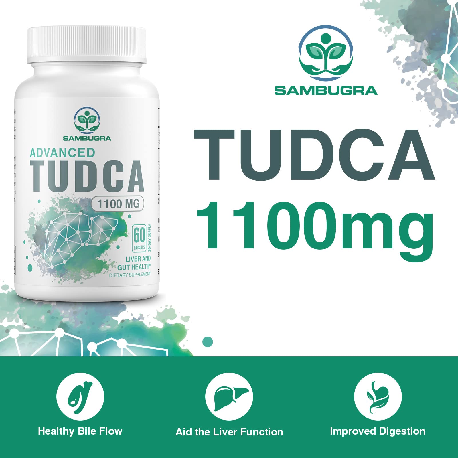 Sambugra TUDCA Supplement 1100mg bottle with capsules