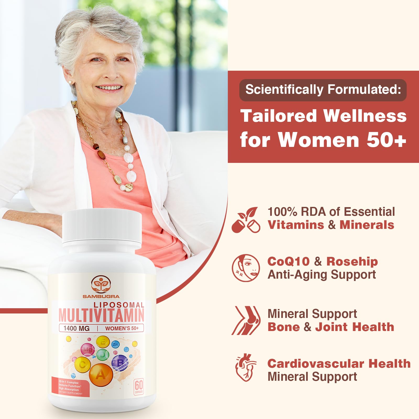 Sambugra Women's Multivitamin 32 in 1 capsule bottle side view