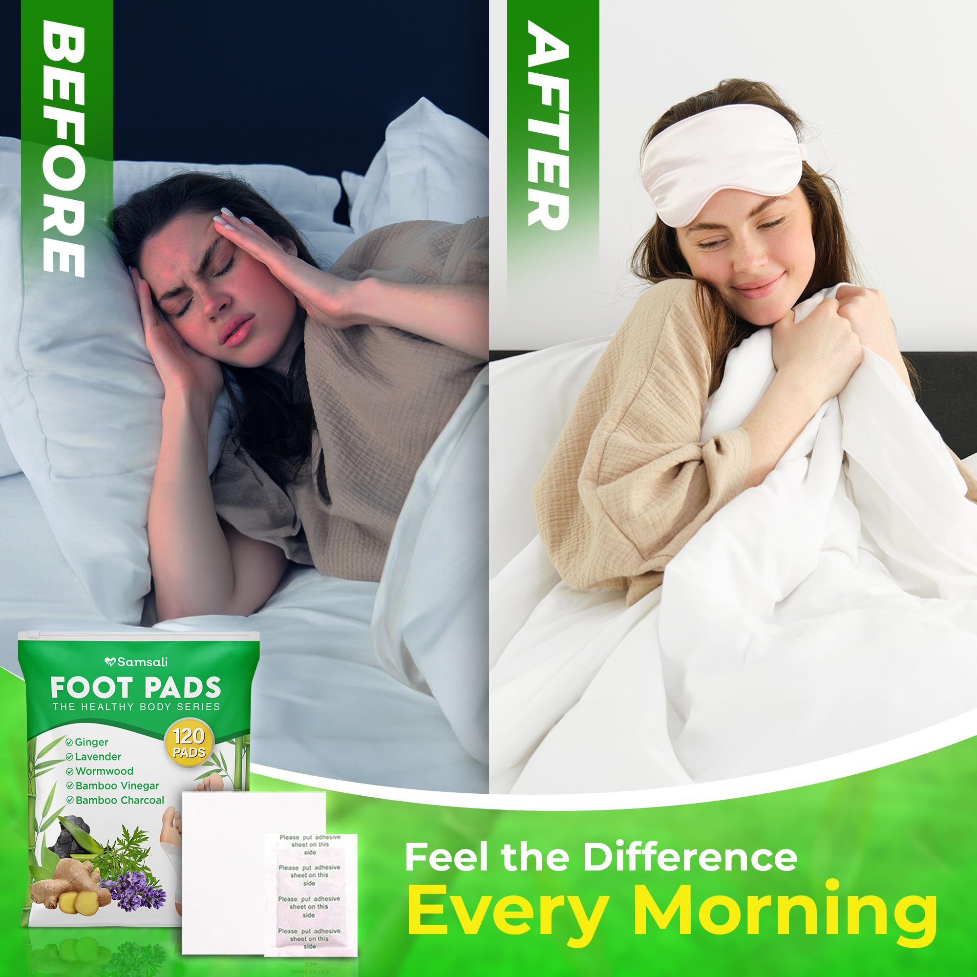 Samsali Foot Pads in lifestyle setting with feet