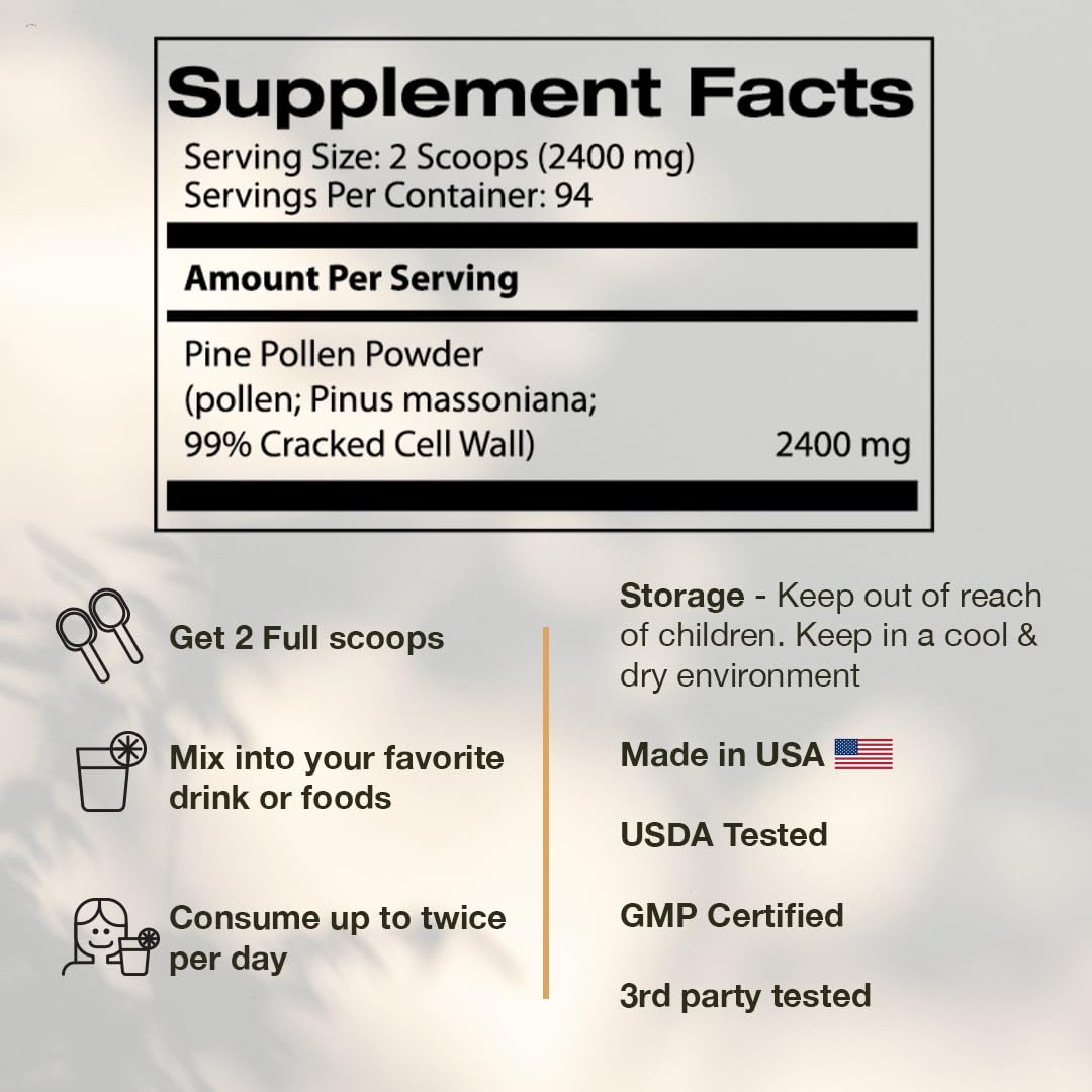 Samsara Herbs Pine Pollen Powder nutritional information