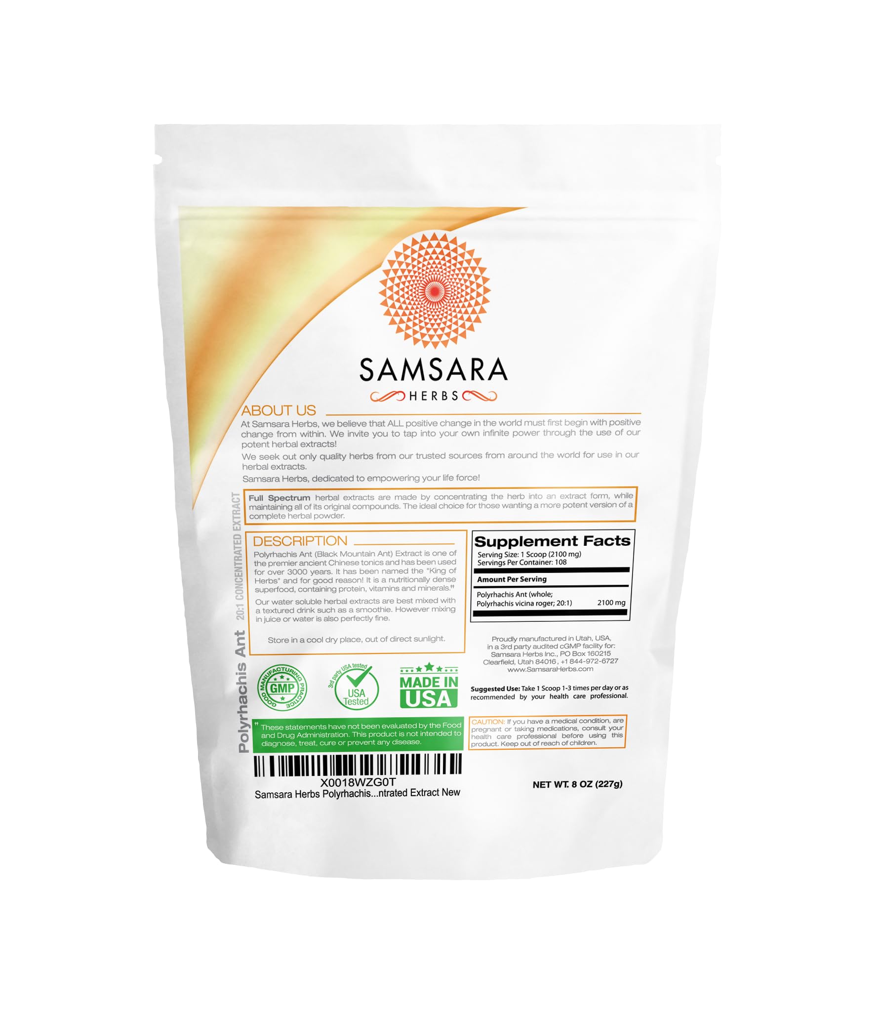 Samsara Herbs Polyrhachis Black Ant Extract 227g packaging