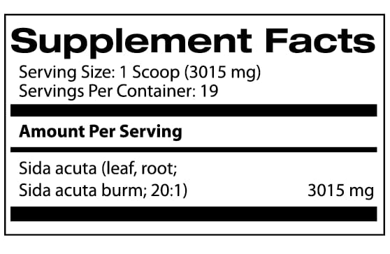 Samsara Herbs Sida Acuta Extract Powder 57g scoop and powder