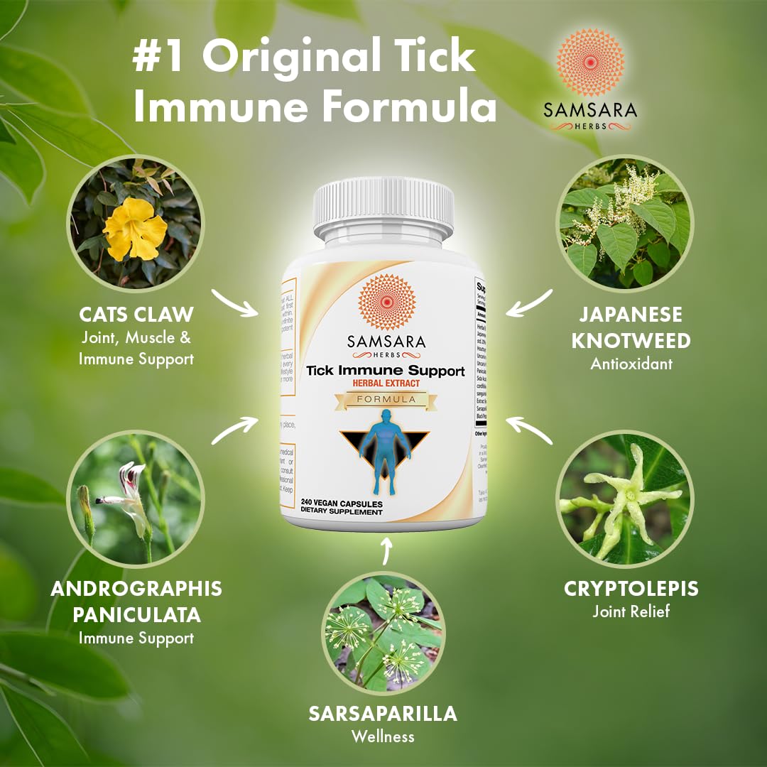 Samsara Herbs Tick daily wellness Support 240 Count Capsules side view