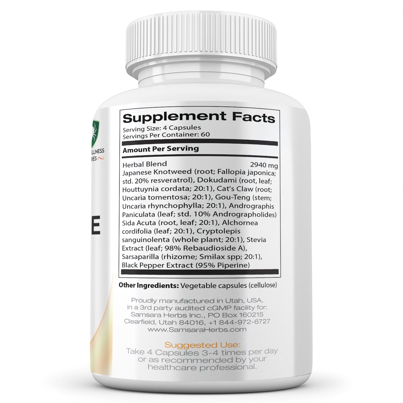 Samsara Herbs Tick daily wellness Support capsules with measuring spoon