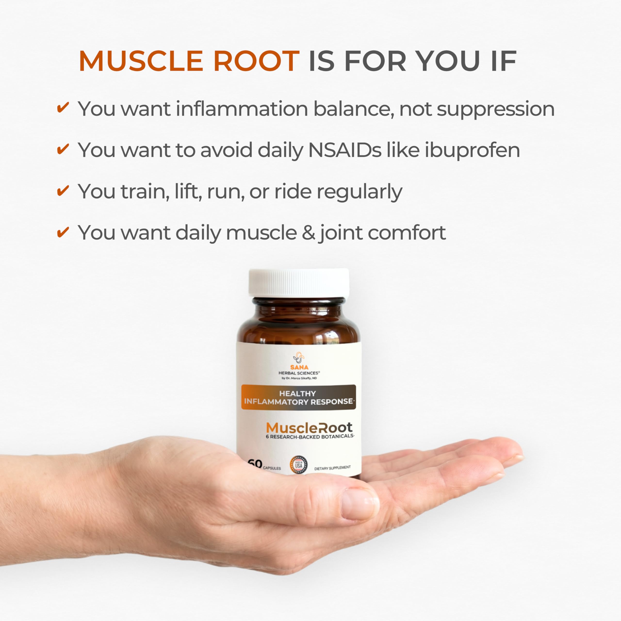 Sana Herbal Sciences Muscle Root 900mg vegan capsules close-up