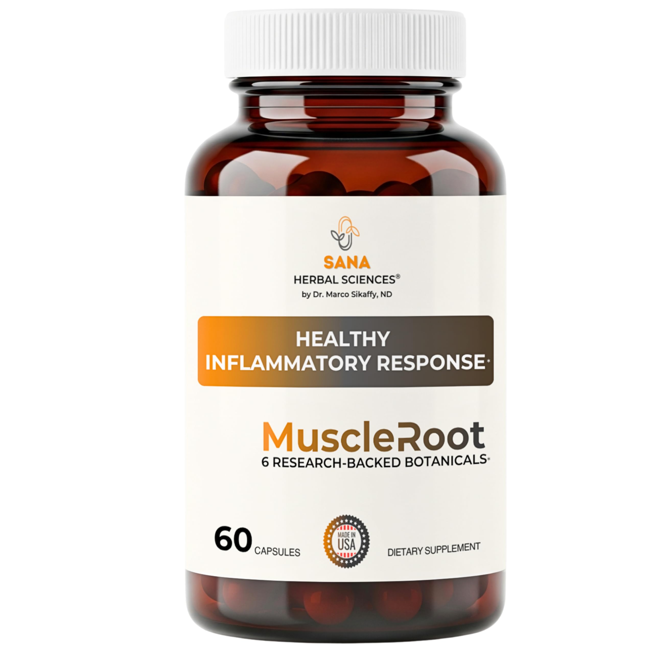 Sana Herbal Sciences Muscle Root 900mg vegan capsules front view