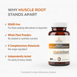 Sana Herbal Sciences Muscle Root 900mg vegan capsules with lifestyle background