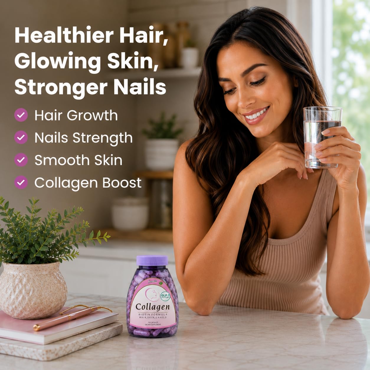 Sanar Naturals Collagen Pills back view with ingredient list