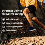 Sanar Naturals Glucosamine Chondroitin MSM Turmeric capsules on a wooden table