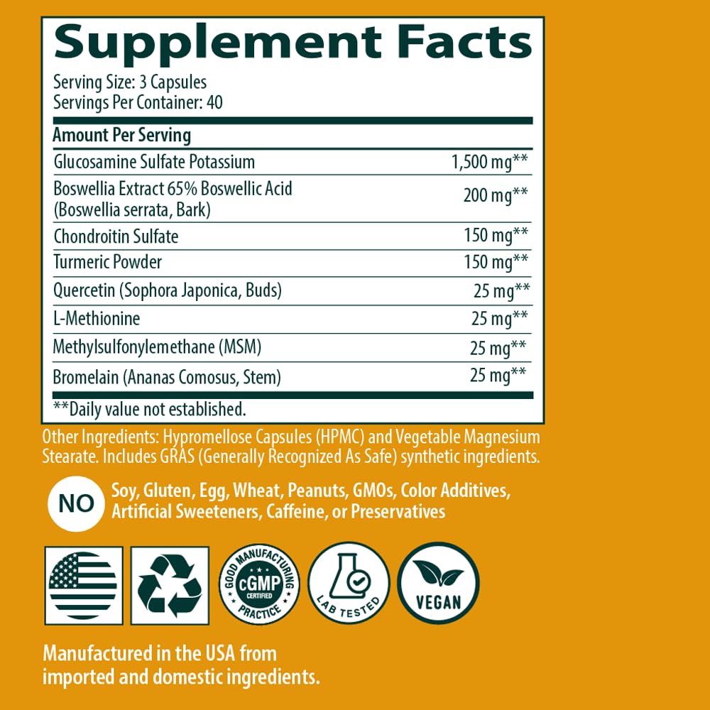 Sanar Naturals Glucosamine Chondroitin MSM Turmeric capsules with a glass of water