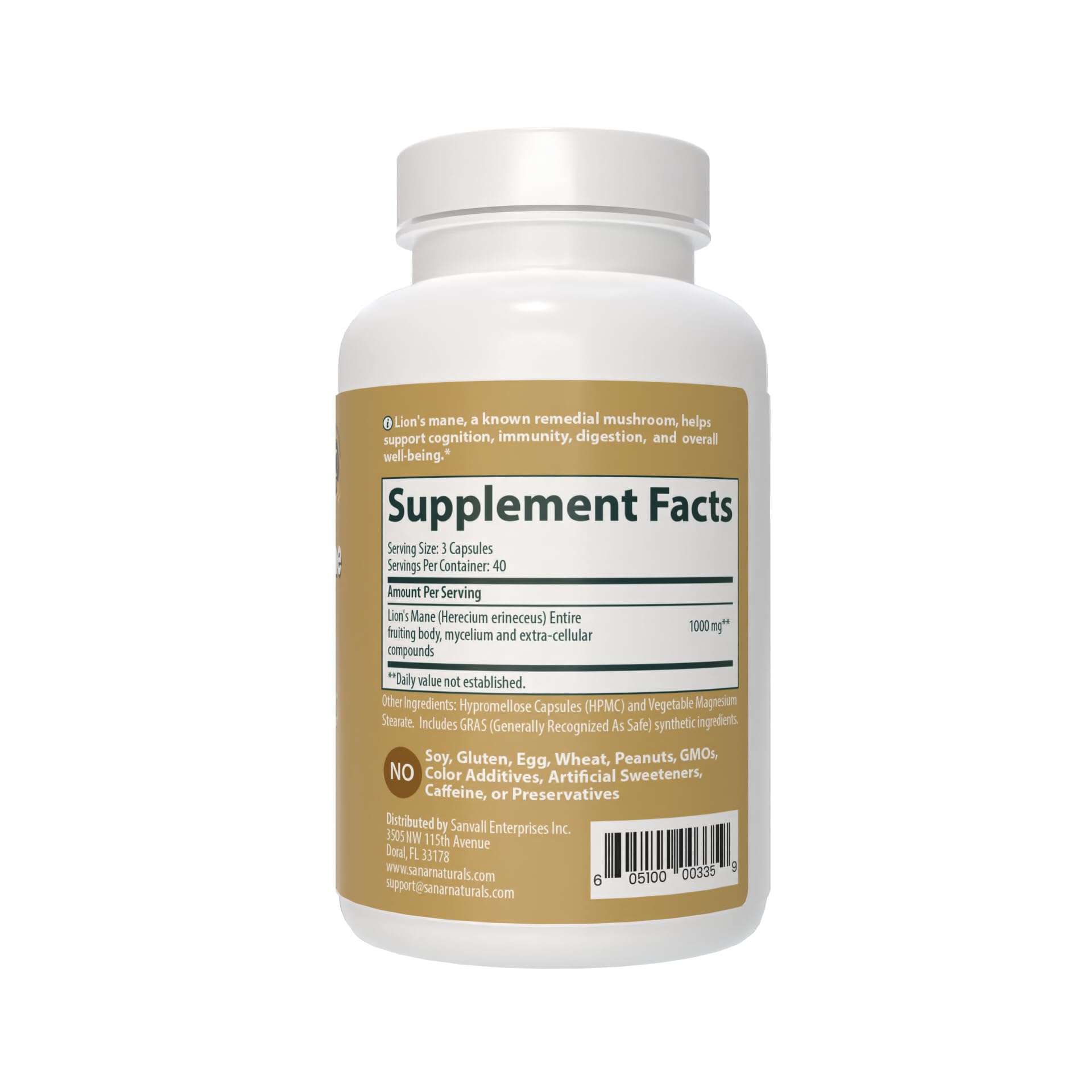 Sanar Naturals Lion's Mane Mushroom Supplement in a natural setting