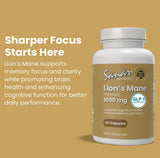 Sanar Naturals Lion's Mane Mushroom Supplement on a wooden table