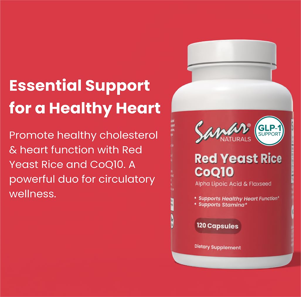 Sanar Naturals Red Yeast Rice with CoQ10 capsules in hand