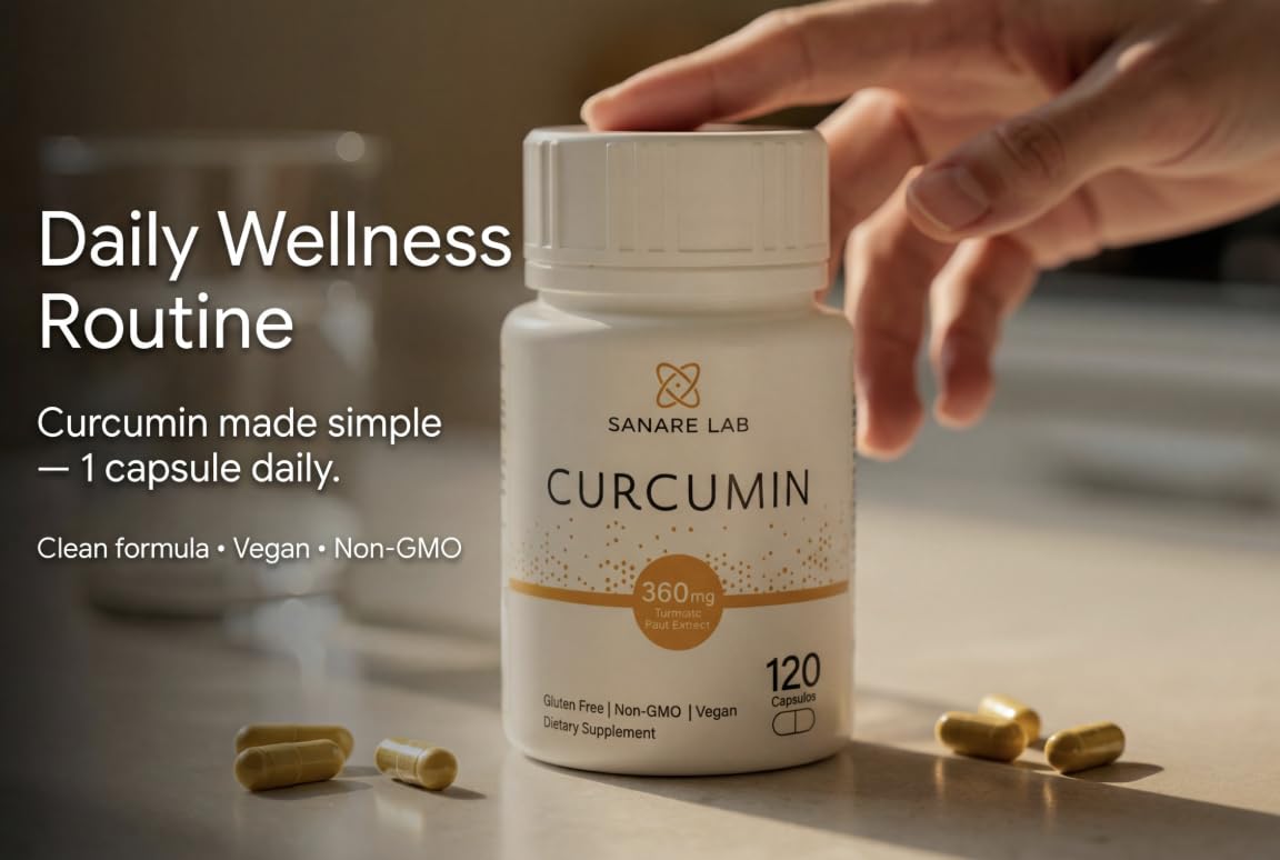 Sanare Lab Premium Curcumin Turmeric Capsules 360mg bottle with label