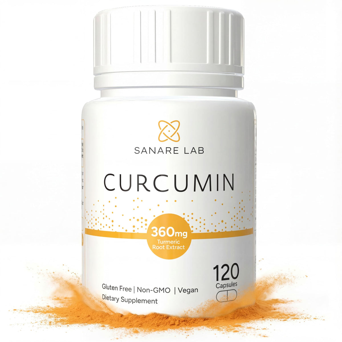 Sanare Lab Premium Curcumin Turmeric Capsules 360mg front view