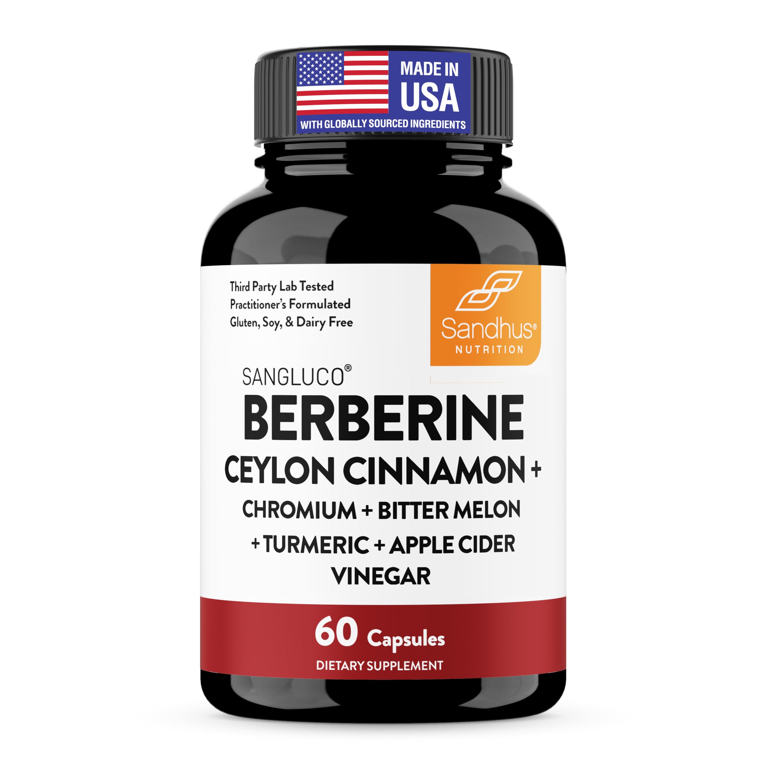 Sandhu's Advanced Berberine Ceylon Cinnamon Supplement bottle front view