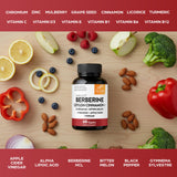 Sandhu's Advanced Berberine Ceylon Cinnamon Supplement on a wooden table