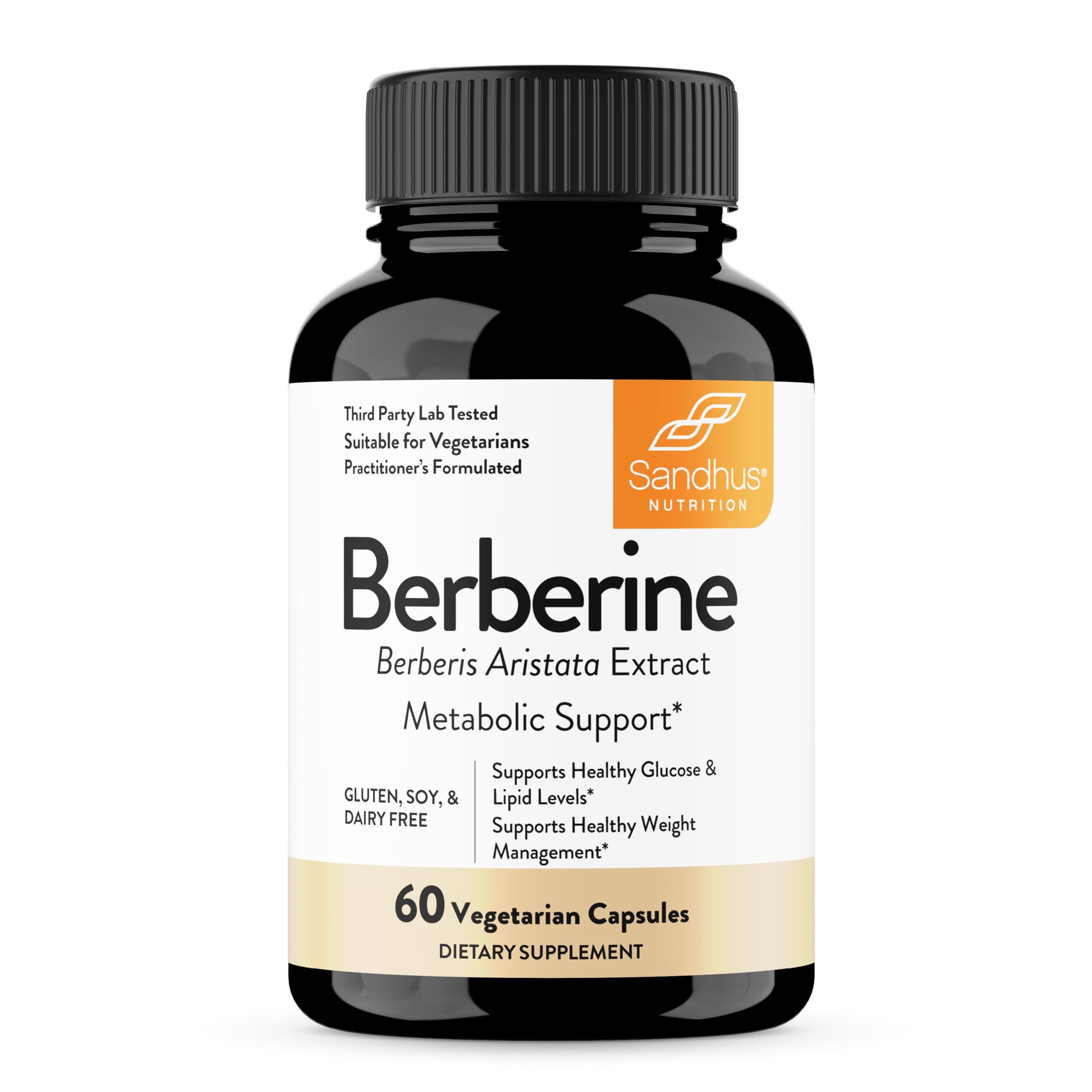 Sandhu's Berberine HCL Supplement 500mg capsules front view