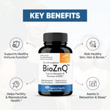 Sandhu's BioZnq Zinc Supplement displayed with natural elements