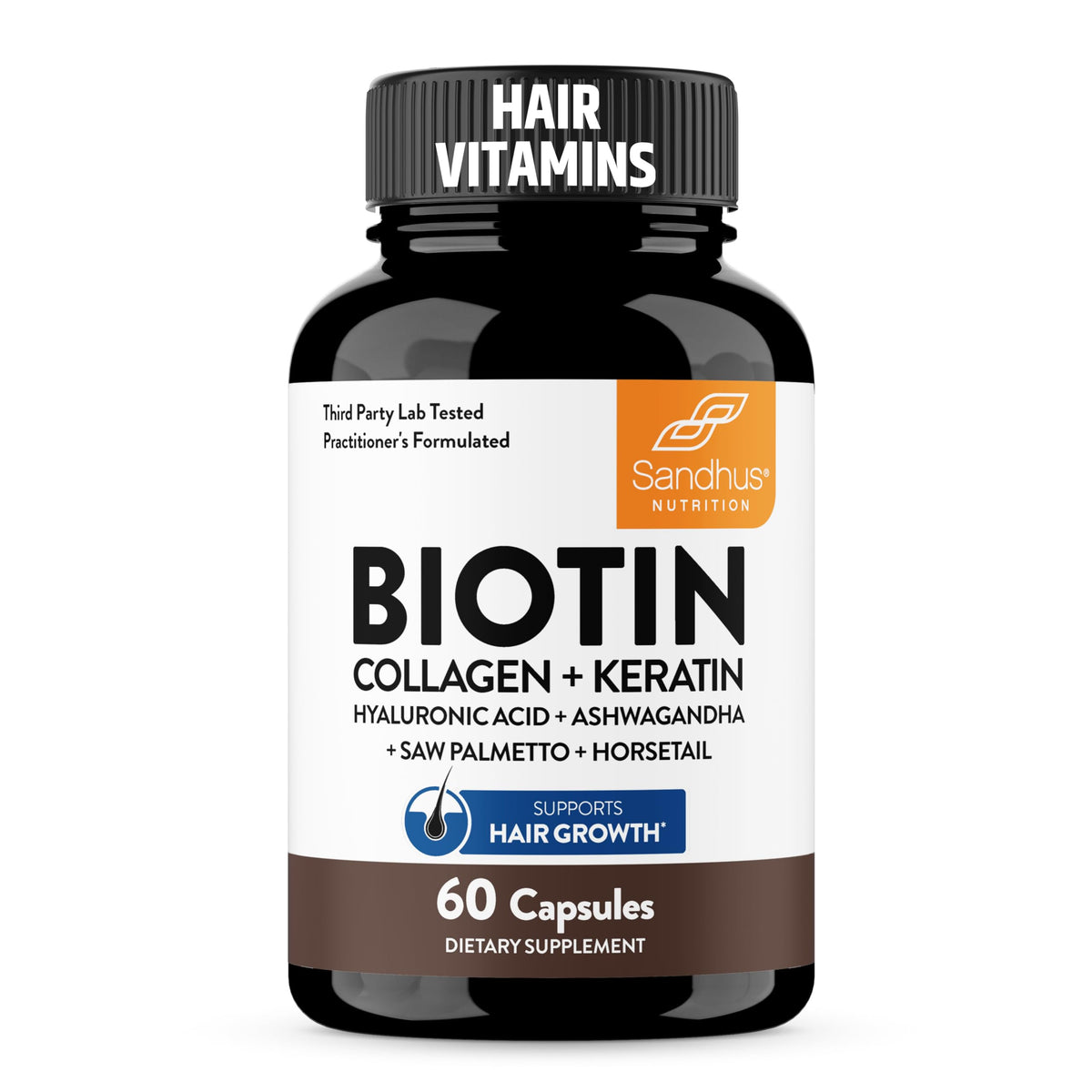 Sandhu's Collagen Biotin Keratin Capsules 60 count front view