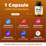 Sandhu's Complete 6-in-1 Daily Stack Vitamin D3 & K2 Capsules close-up of capsules