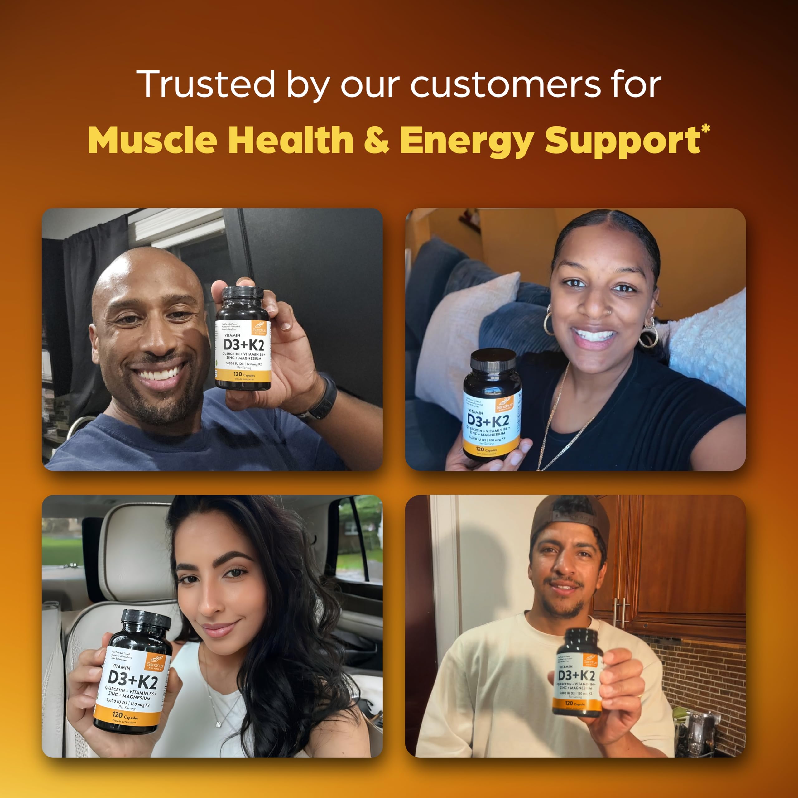 Sandhu's Complete 6-in-1 Daily Stack Vitamin D3 & K2 Capsules ingredients list