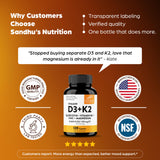 Sandhu's Complete 6-in-1 Daily Stack Vitamin D3 & K2 Capsules packaging